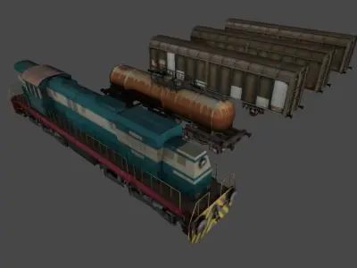 Train collection Low-poly 3D model
