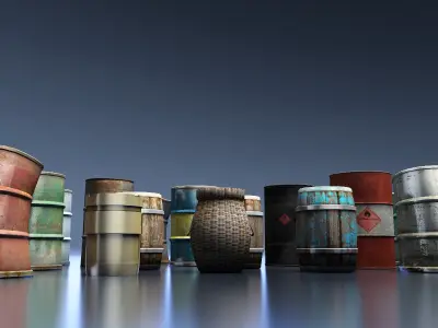 Barrels box of Low-poly 3D model