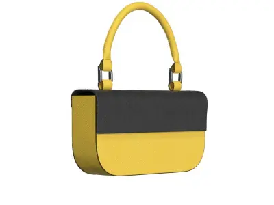 Yellow Leather Baguette Bag 3D model
