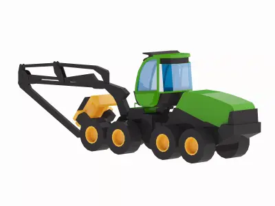 Harvester Forestry 1740 G Simplified Low-poly 3D model