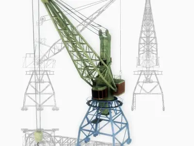 Port gantry crane 1 low poly Low-poly 3D model