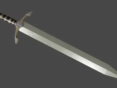 Spatha sword with Excalibur handle Low-poly 3D model