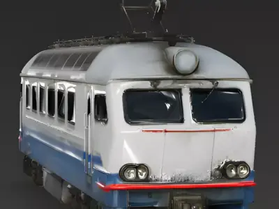 Realistic 1990s Electric Passenger Train 3D Model Low-poly 3D model