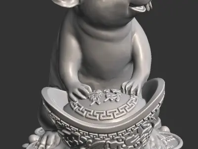 Gold mouse ingot lucky 3D print model