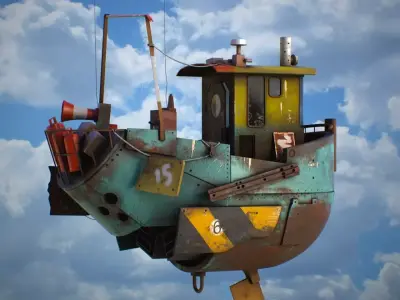 Fly boat Low-poly 3D model