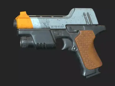 Sci-fi Gun Low-poly 3D model 2