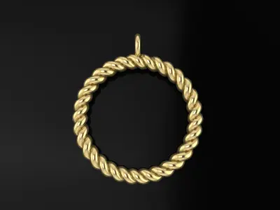 Thin Narrow Rope Twist Pendant Large Size 27mm Length 3D print model