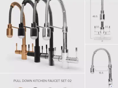 Pull-Down Kitchen Faucet Set 02 3D model