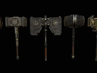 10 warhammer bundle Low-poly 3D model