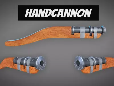 Medieval HandCannon Short Version 3D Model Lowpoly Low-poly 3D model