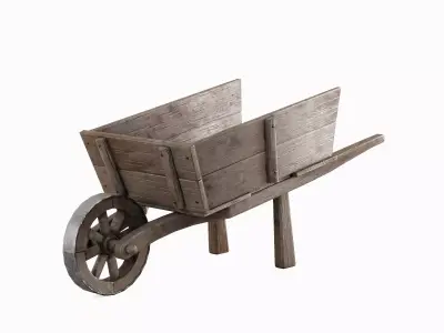 Medieval Wooden Cart 04 Low-poly 3D model