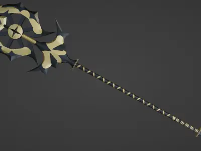 fantasy golden spear Free low-poly 3D model