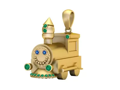  3D Gold Train Pendant Printable Model 3D print model