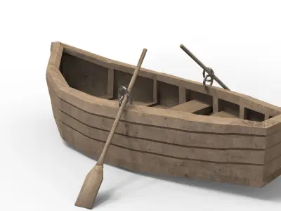 Wooden Boat Low-poly 3D model purchase