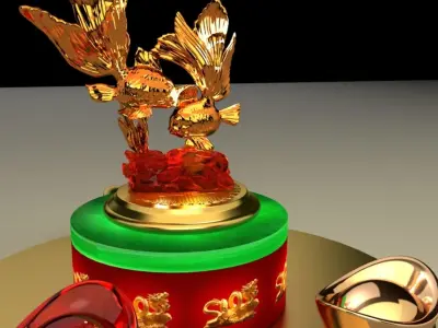 Chinese gold Ingot  3D model buy