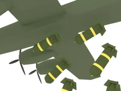 Bomb Plane WW2 - B17 USA - Low Poly Low-poly 3D model