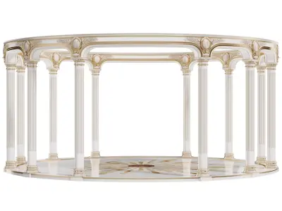 Luxury Classical Rotunda Pavilion  Ornate Columns Marble Floor 3D model