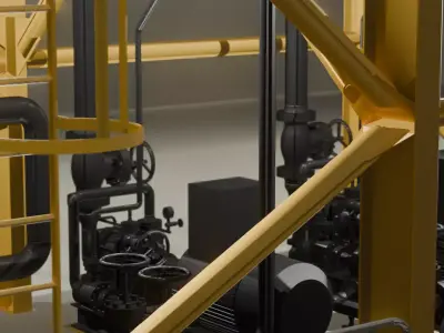 Industrial Tank  Pumping Station with Access Platform 3D model