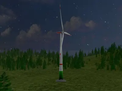 Windkraftanlage mit Fundament E1 H-132 RD 172 m Low-poly 3D model
