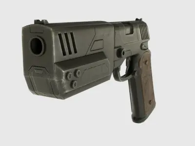 Low Poly Pistol With PBR Materials Low-poly 3D model