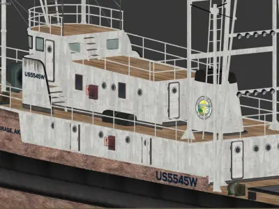 tugboat model 3d fishing boat Low-poly 3D model