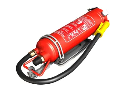 Fire extinguisher with vehicle mounting 3D model