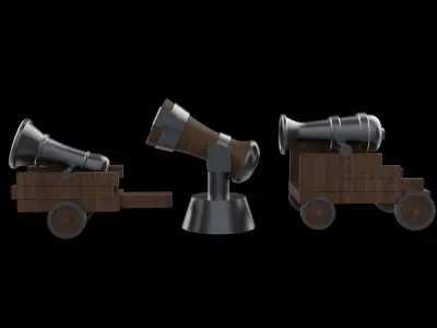 cannon Low-poly 3D model 3