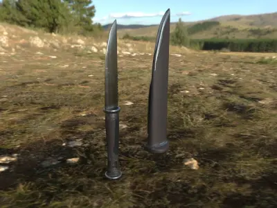 Knife two knives in sky Low-poly 3D model