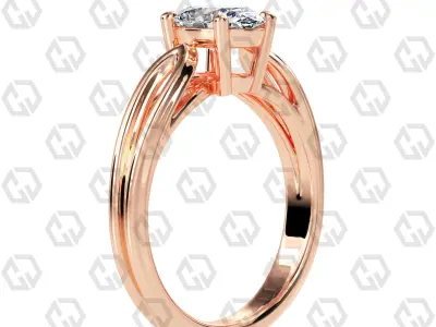 Ring 226 Oval shape split shank solitaire ring with Gems 3D print model