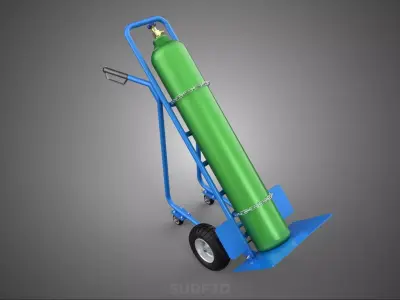 OXYGEN GAS WHEELED TANK STAND HOSPITAL HAND TRUCK TROLLEY CART 4 3D model