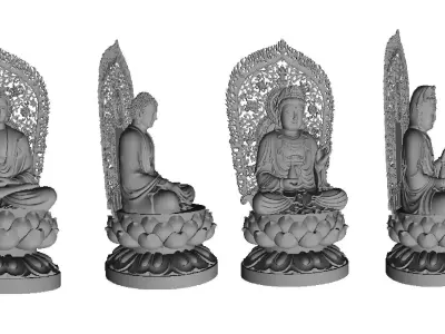 Bodhisattva and Buddha 3D print model
