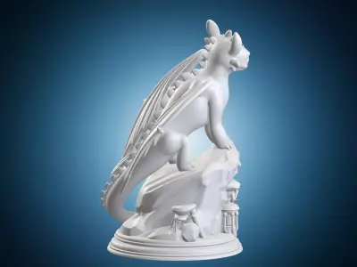 Toothless How to Train Your Dragon Statue on Base 3D print model