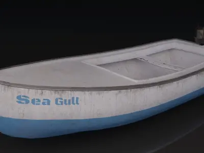 Small Fishing Boat Low-poly 3D model