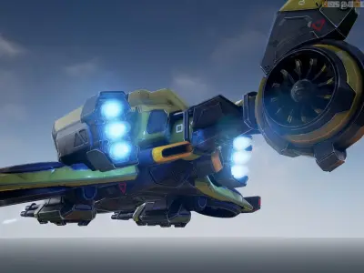 Scout Spaceship - Five Variations and FXs Low-poly 3D model