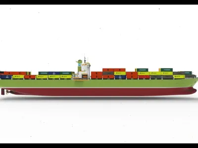 Super Container Ship green  3D model