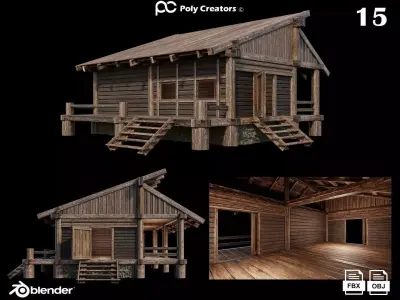 Medieval Houses 15 - 4K Textures Game Ready Low-poly 3D model