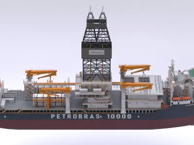Petrobras 10000 Drillship Offshore Oil Rig Vessel 3D model