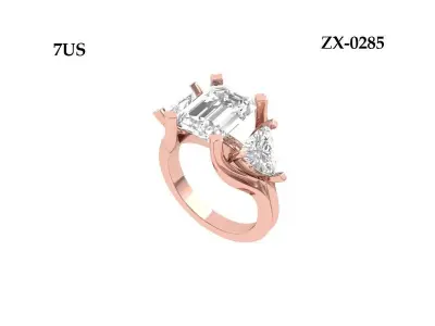 3-Stone-Ring 3D print model 6