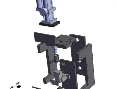 10T I-shaped pneumatic booster cylinder press 3D model