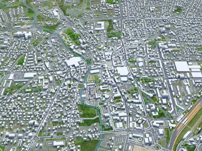 Rybnik Poland 30km Low-poly 3D model