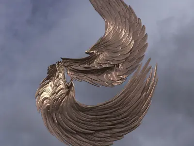 Spiral Curved Wings 3D model