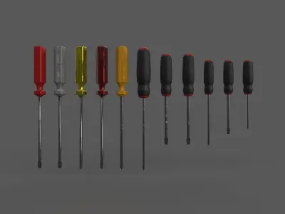 screwdriver set Low-poly 3D model