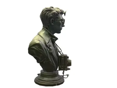 Victorian Photographer Bust with Vintage Camera 3D model