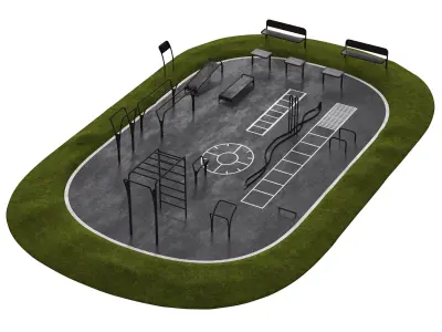Outdoor Calisthenics and Fitness Park 3D Model 3D model