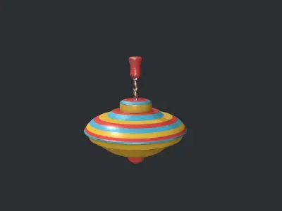 Striped Spinning Top Low-poly 3D model