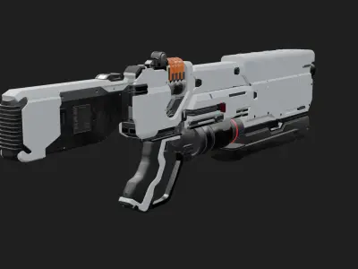 4 RIGGED SCIFI GUNS Low-poly 3D model