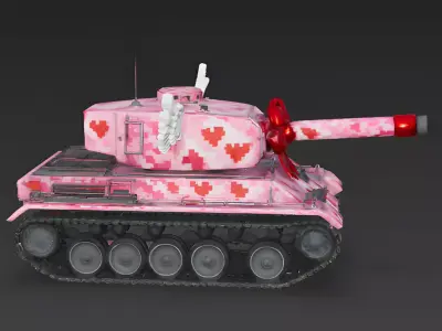 8-Bit Romance Pixel Tank 3D Model Low-poly 3D model