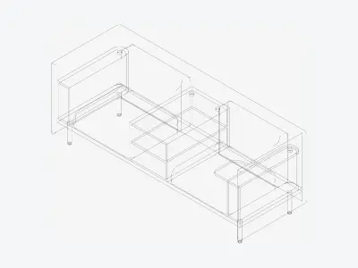 Sofa - Contemporary - Flame - Central Shelf - Armrest Shelf Low-poly 3D model