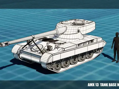 AMX 13 TANK BASE MESH Low-poly 3D model