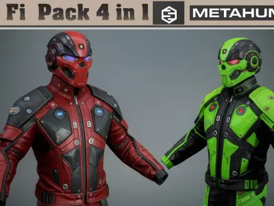 Sci Fi Cyberpunk Pack 01 Low-poly 3D model